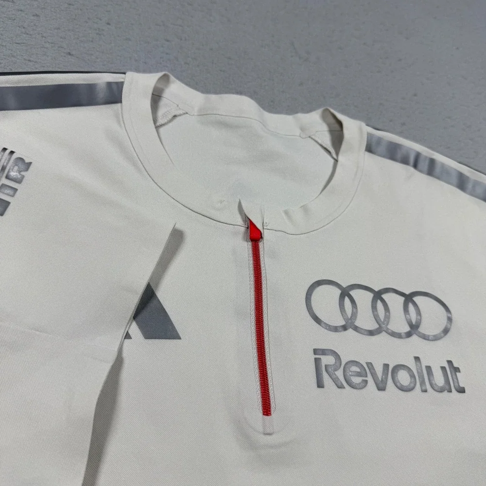 Adidas Audi Revolut Quarter Zip Training Shirt Off White Mens Small Climacool